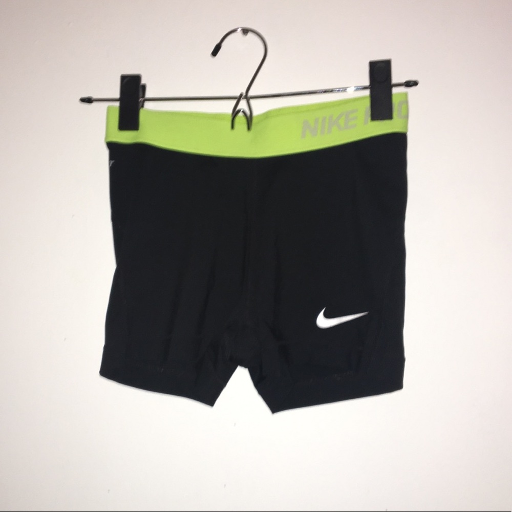 Nike Pro Black spandex shorts w/yellow waist band